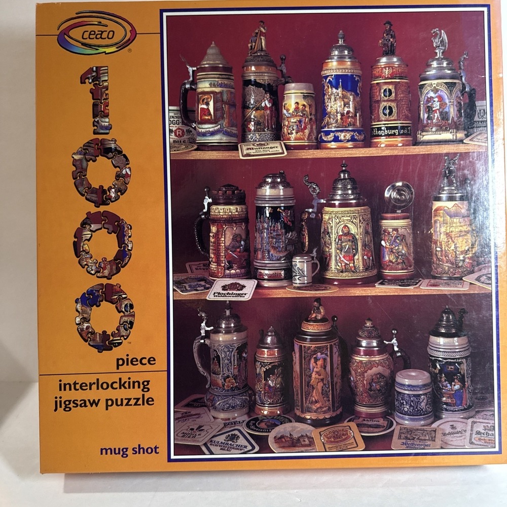 Vintage Ceaco 1000 Piece Mug Shot Beer Stein‎ Puzzle Factory Sealed